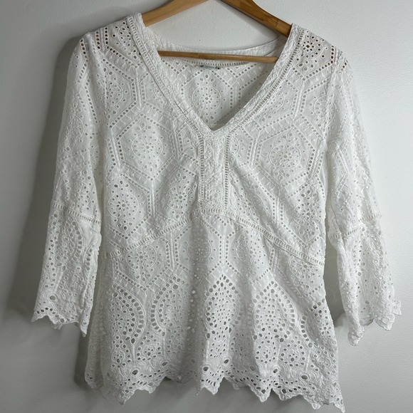 Sundance Tops - Sundance Blouse Top Womens S White Eyelet Boho Feminine Fairy Cottage Romantic